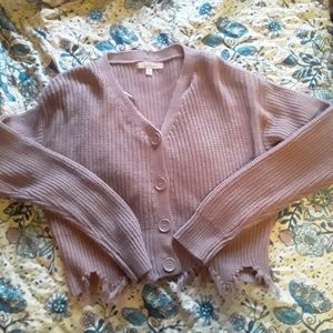 Distressed crop cardigan/top